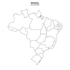political map of Brazil on white background