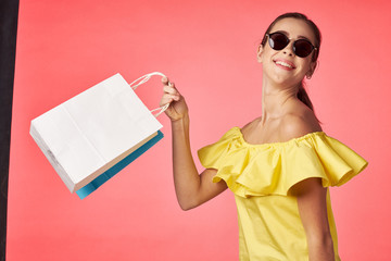 young woman with shopping bags