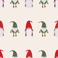 Seamless design with scandinavian gnomes.