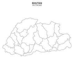 vector map of Bhutan of white background