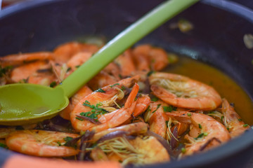 Cooked prawns ready to be served