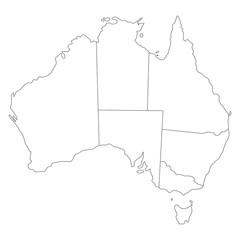 vector map of australia with borders of states