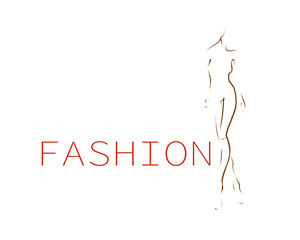 Fashion model, hand-drawn silhouette. Vector