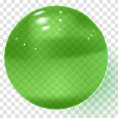 Green transparent glass ball. Green transparent gold sphere