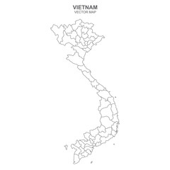 vector political map of Vietnam on white background