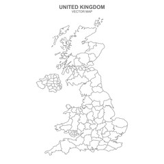 political map of United Kingdom isolated on white background