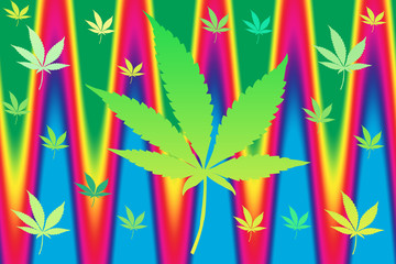 An abstract psychedelic cannabis leaf background image.