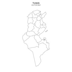 political map of Tunis isolated on white background