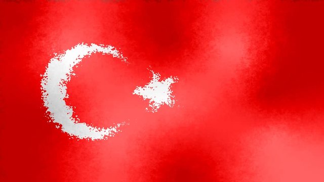 animated background seamless loop video full HD turkish flag with stained effect - symbol of turkey