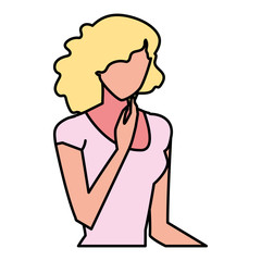 young woman on white background