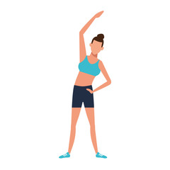 avatar woman stretching icon, flat design