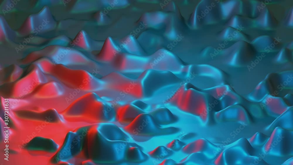 Wall mural loopable abstract fluid red and blue motion background wave. 3d rendering