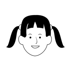 happy girl with two hair tails, flat design