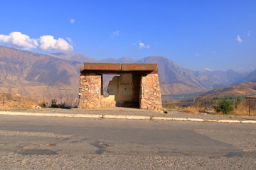 Abandoned old bus stop in Uzbekistan, Central Asia