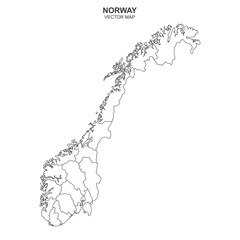 political map of Norway isolated on white background