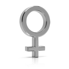 Obraz premium Female symbol 3d render. Silver female symbol isolated on white background.
