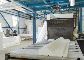 Press mould for the production of ceiling moldings. Plant for the production of sandwich panels from styrofoam