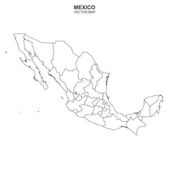 political map of Mexico isolated on white background