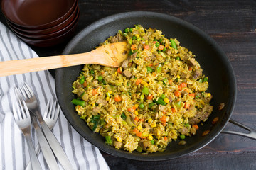 Nigerian Fried Rice with Liver and Mixed Vegetables
