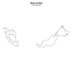 political map of Malaysia isolated on white background