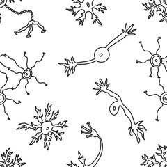 Naklejka premium Bright banner sketch neuron chaos, art style.