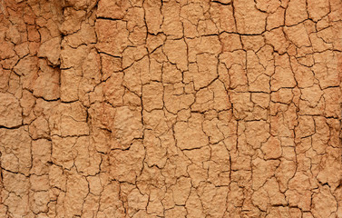 The ground with cracks, top view for the background. Concept of Graphic design of drought and death