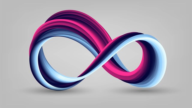 Colorful infinity sign with stripes, gradient swirling ring