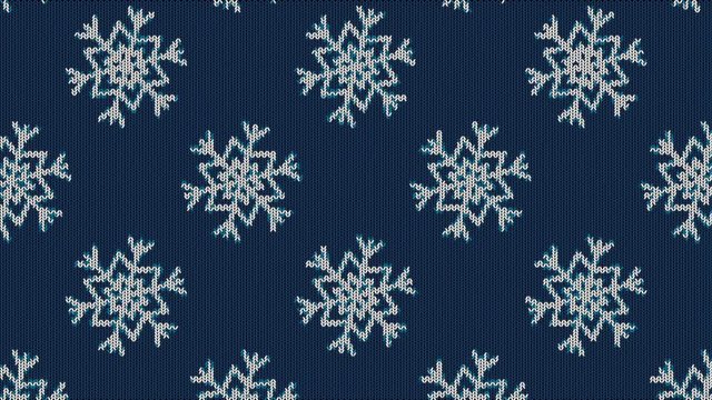 Knitted Snowflakes Background. Knitted Sweater Ornament. Scandinavian Sweater. Loop