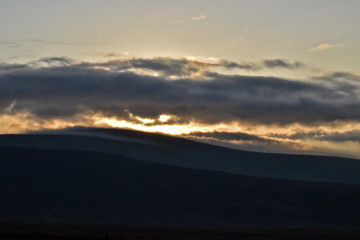 sunset over mountains