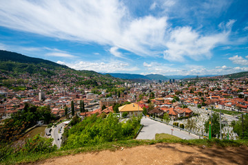 Fototapeta na wymiar Panorama of Sarajevo, the capital city of Bosnia and Herzegovina