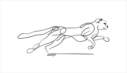 Runing leopard.Motion of predator.Hand drawn vector animal