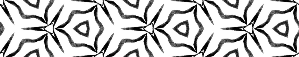 Black and white medallion Seamless Border Scroll. 