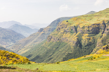 Fototapeta premium Mountains and valleys in the Ethiopian highlands