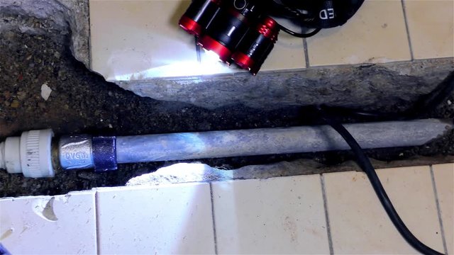 Broken Pipe, Water Pipeline, Pipe Repair, Metal and Polypropylene Pipe  