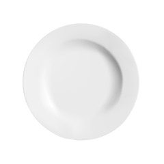 Vector realistic illustration of a white porcelain plate. Isolated object.