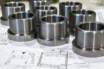 Mandrels, bushings, spacers after turning are on the technical drawing.