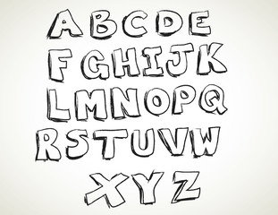 hand drawn alphabet on White background 