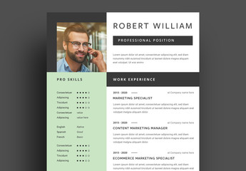 Resume Layout with Green Side Bar