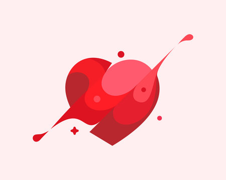 Heart vector colorful modern minimal style illustration. Love icon logo splash concept explosion with drops. Saint Valentine vector logo emblem symbol logotype