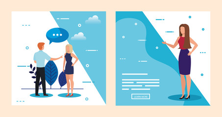 business people scenes avatar character vector illustration design