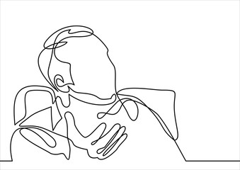 successful businessman sitting in chair-continuous line drawing