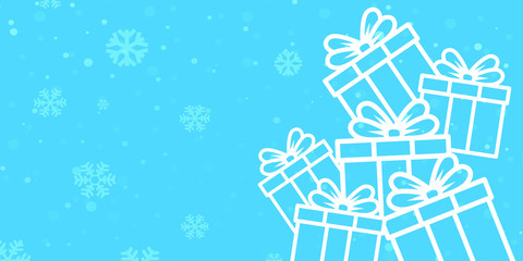 Fototapeta na wymiar Gift card presents snow flakes