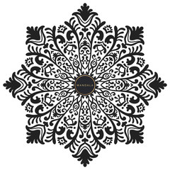 Black and white mandala vector isolated on white. Vector hand drawn circular decorative element.