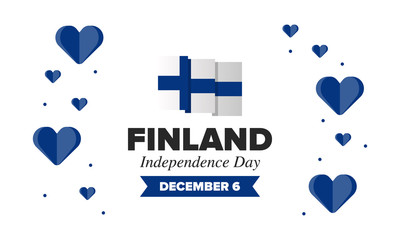 Independence Day in Finland. National happy holiday, celebrated annual in December 6. Finland flag. Patriotic elements. Poster, card, banner and background. Vector illustration