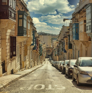 Typical Sliema street with traditional houses