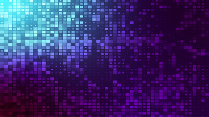 Abstract Square Pattern on Gradient Background. Pixel tile backdrop graphic art. Random Square shapes texture. Futuristic cover, wallpaper, banner, poster, flyer template. Stock vector illustration