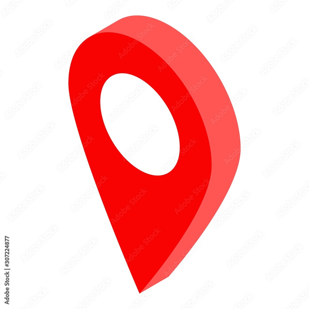 Aufkleber red gps pin icon. isometric of red gps pin vector icon for web design isolated on white background