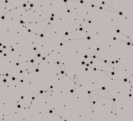 Seamless pattern with zodiac constellations. Vector zodiac signs.