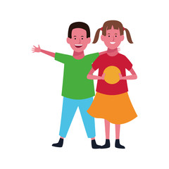 happy girl and boy icon, flat design