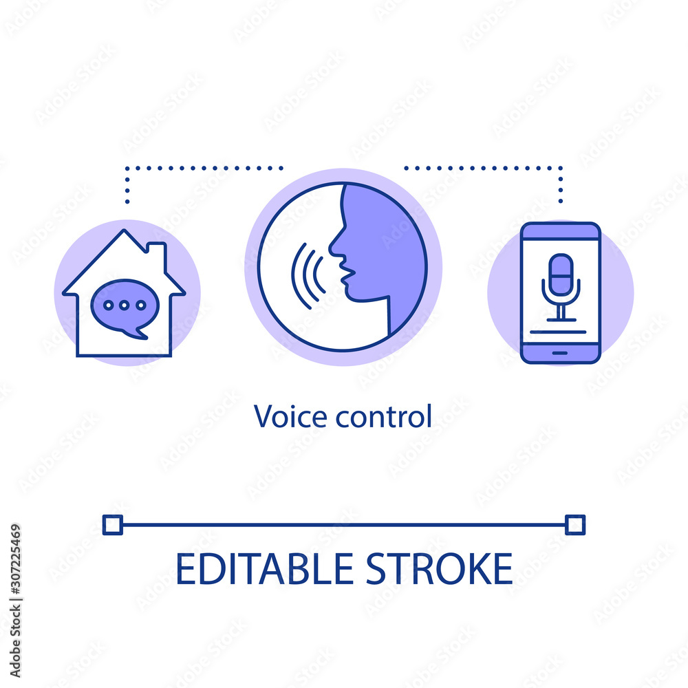 Aufkleber voice control concept icon. speech recognition. voice command device for home automation system. vir